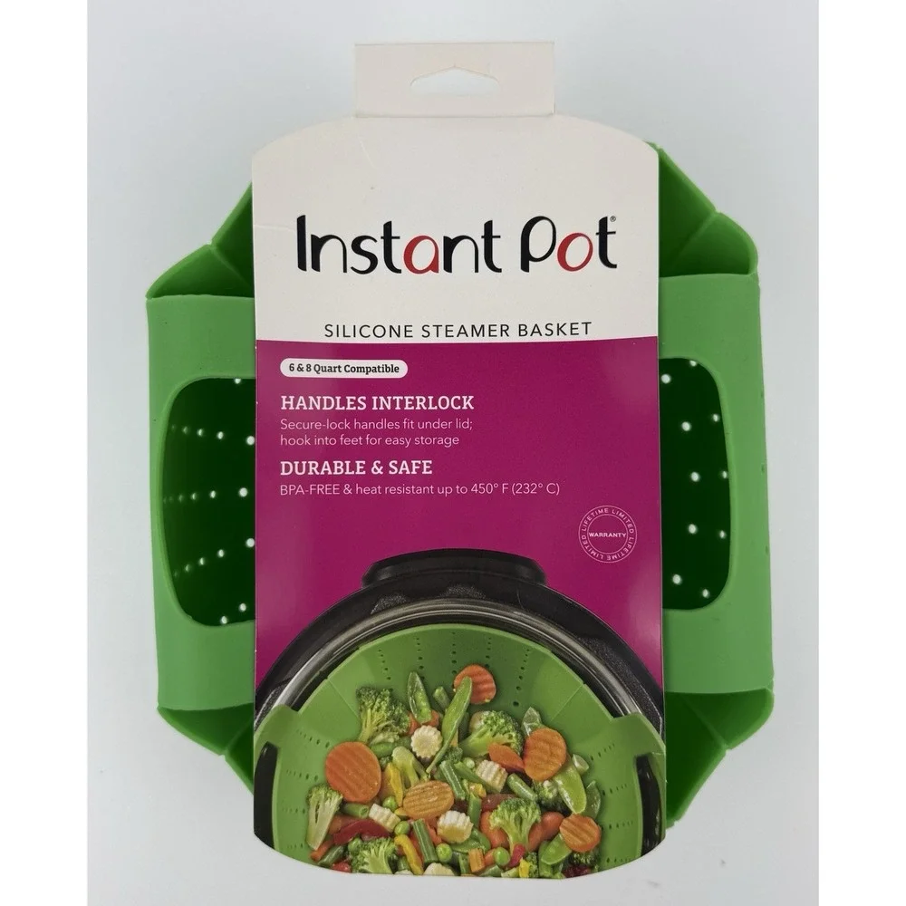 Instant Pot Silicone Steamer Basket Green 6 Qt & 8 Qt BPA Free Pressure Cooker